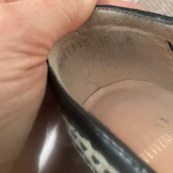 Stuart Weitzman Black and Cream Woven Wedges shoes - Picture 13 of 14